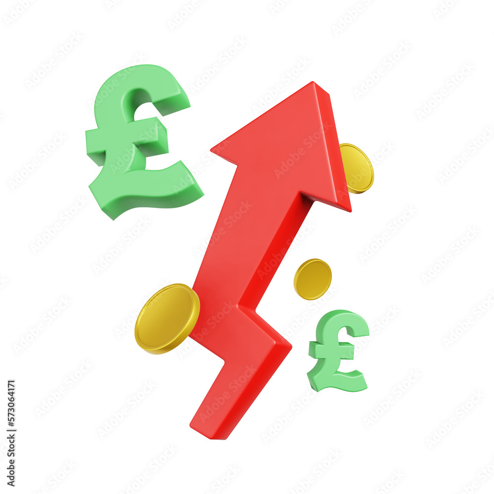 Obraz premium poundsterling arrow pointing up 3d render icon illustration