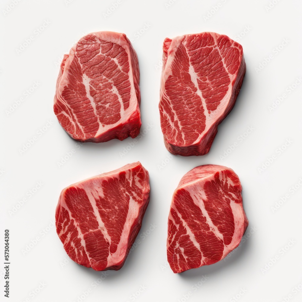 Artistic Beef Steak Knolling: Top-View Composition. Generative AI