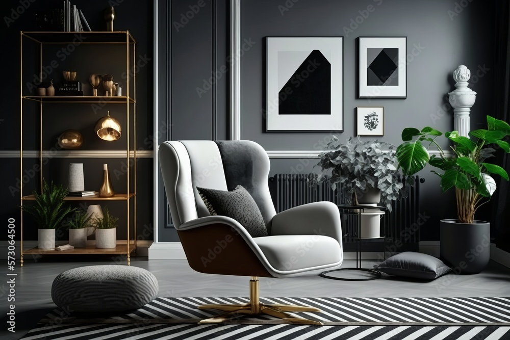 Obraz premium Elegant Living Room Featuring a Designer Armchair