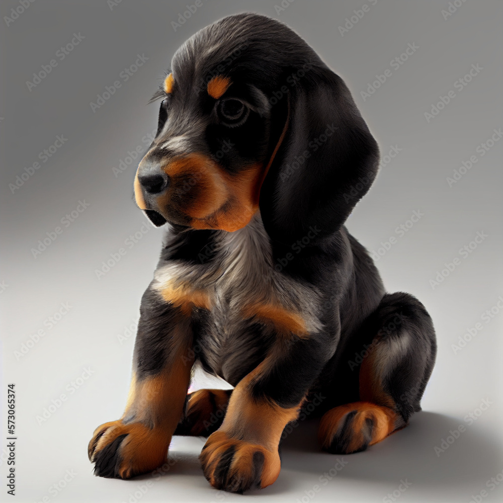 Puppy Black and Tan Coonhound - Generative AI