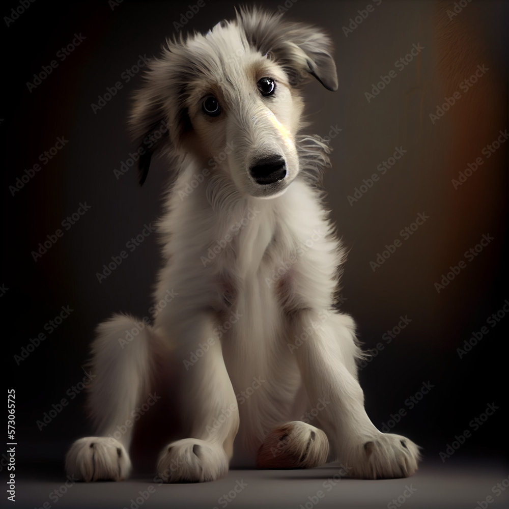 Fototapeta premium Puppy Borzoi - Generative AI