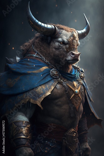 bull character with RPG game model, creative ai photo