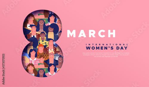 International women’s day 8 march cutout diverse people card