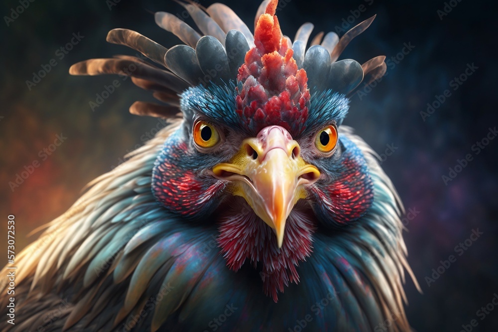 close up of rooster. Ai generative
