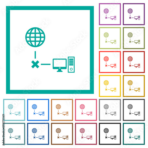 Offline computer flat color icons with quadrant frames photo