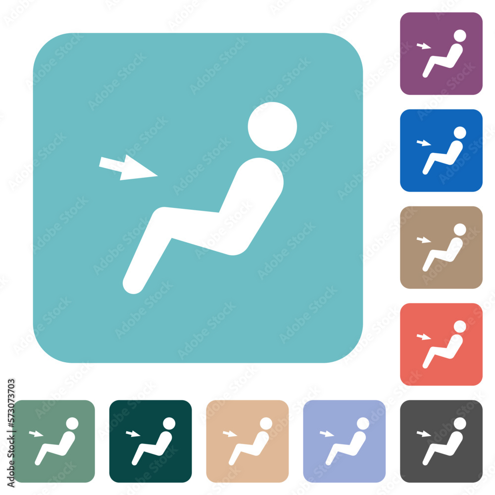 Car air flow direction chest rounded square flat icons Car air flow direction chest rounded square flat icons