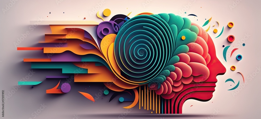 Abstract representation of communication between parts of brain, lines ...