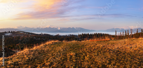 Early morning spring Carpathian mountains