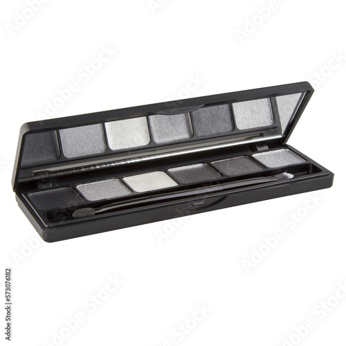 Eyeshadow palette, in a black case isolated on a white background.
