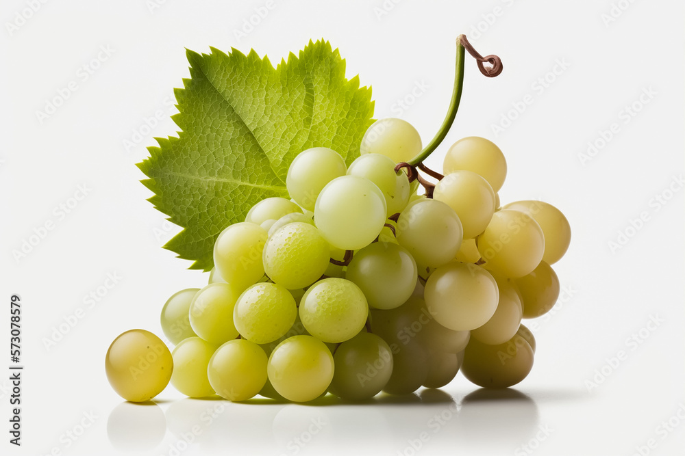 Obraz premium Fresh green grapes on white background. Generative AI