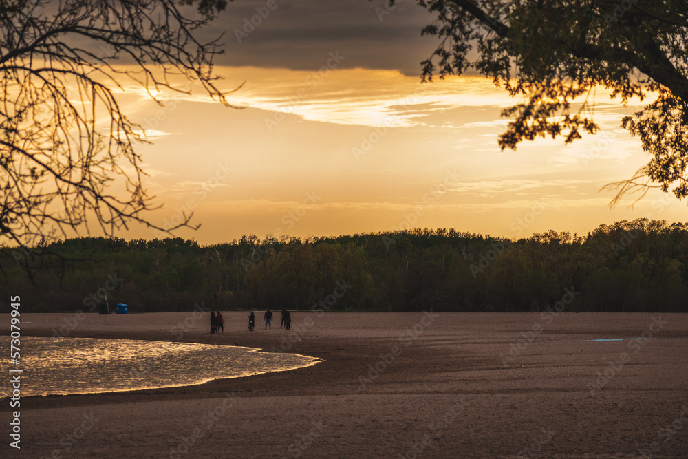 Fototapeta premium sunset over the river