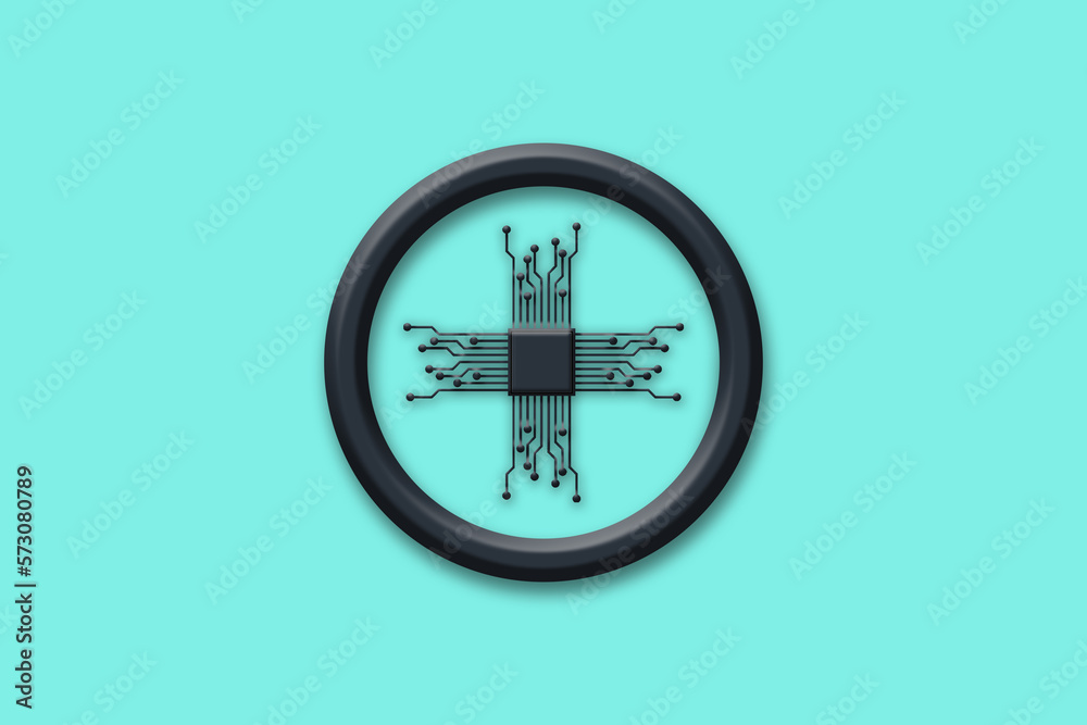 Fototapeta premium CPU Processor - Web icon illustration
