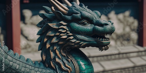 chinese dragon statue in the temple. Chinese New Year. Asian gargoyle Thailand.