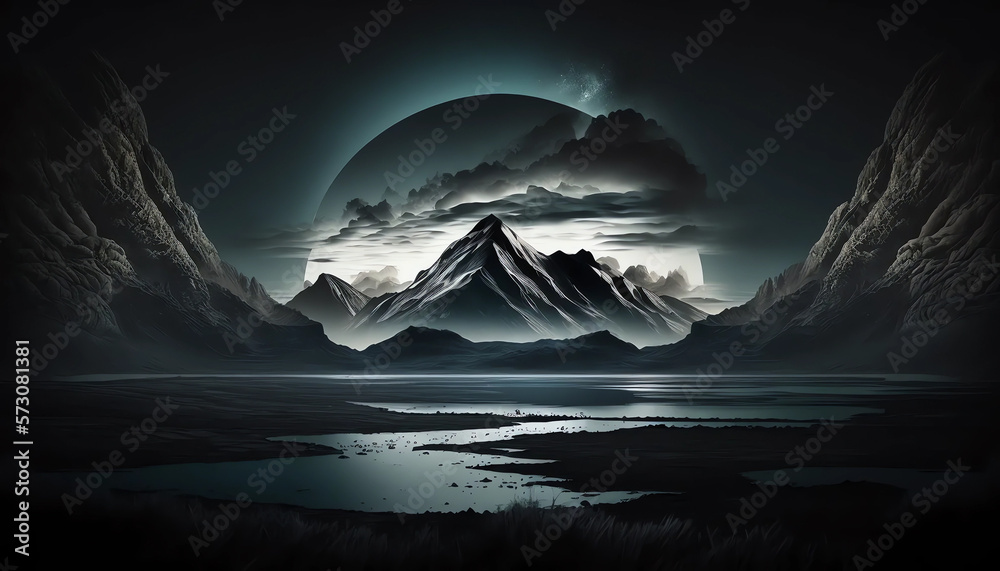 Mountain landscape dark wallpaper generative ai