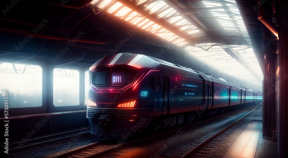 Fototapeta premium Fast motion in subway tunnel [AI Generated]