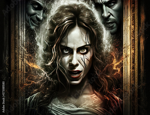 Disturbingly beautiful young demon woman - generative ai