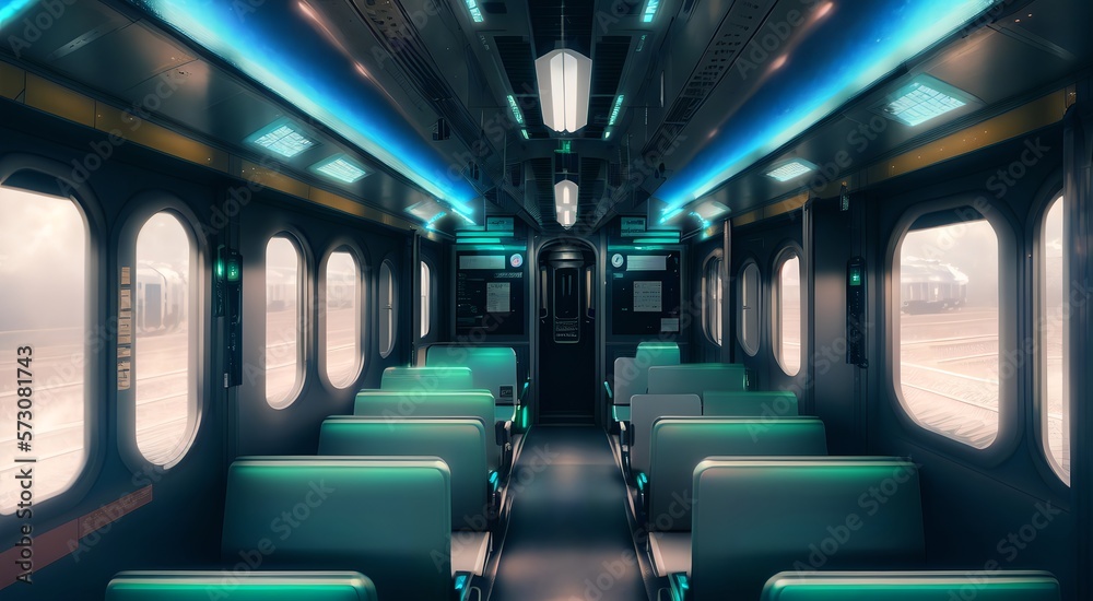 Modern subway interior with seats [AI Generated]