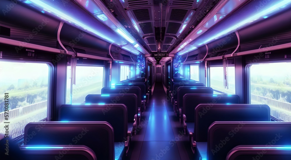 Modern subway interior with seats [AI Generated]