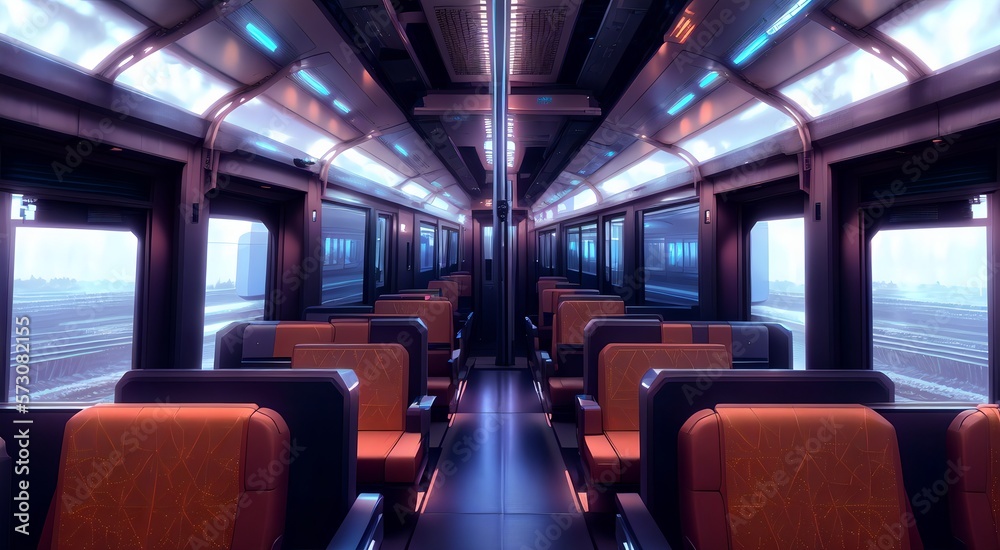 Modern subway interior with seats [AI Generated]