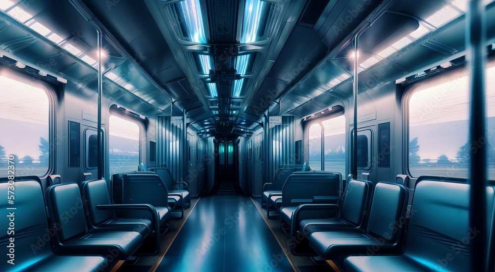 Modern subway interior with seats [AI Generated]