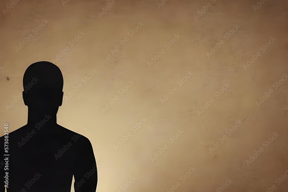 silhouette of a person. silhouette of a man. silhouette. simple background. room for text.  businessman. man. AI generated.