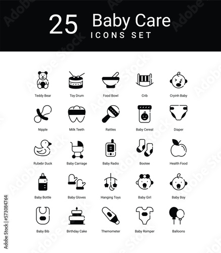 Baby Care Icons Set, Stock illustration, Baby icons, baby room, baby care, baby wear, baby toy,