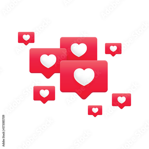 Likes notification chat bubble for social networks. Heart. Vector illustration.