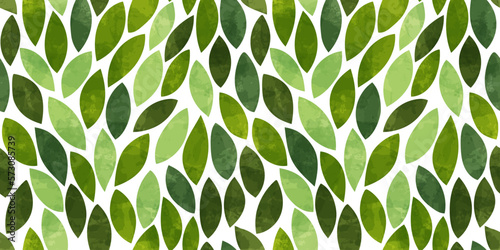 Watercolor leaves pattern. Leaves seamless vector background, textured jungle print.