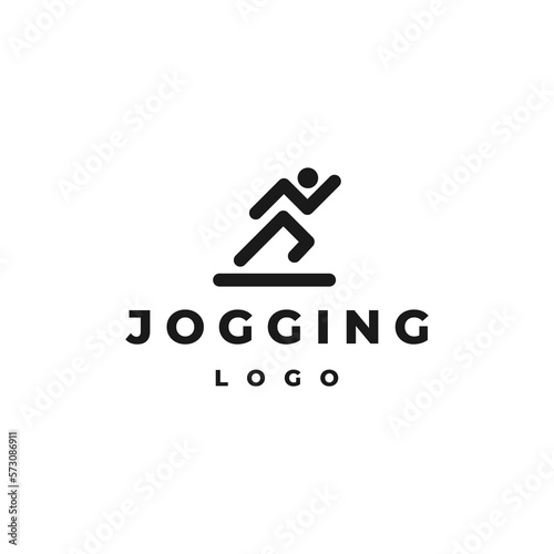 Running Man abstract Delivery Sport Fitness Logo design vector template ribbon geometric style.