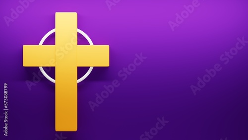 yellow cross on purple scenery, religious symbolism
