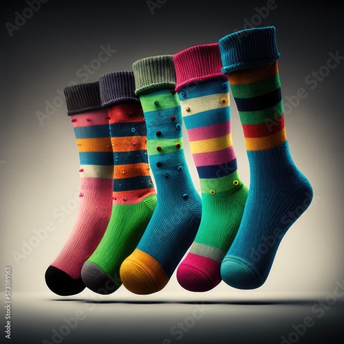 pair of socks with stripes, generative ai