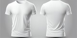 white t shirt template, front and back, white background, 3d tshirt mockup with shadows, generative ai
