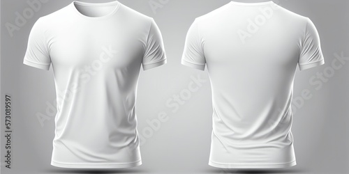 Tableau sur toile white t shirt template, front and back, white background, 3d tshirt mockup with
