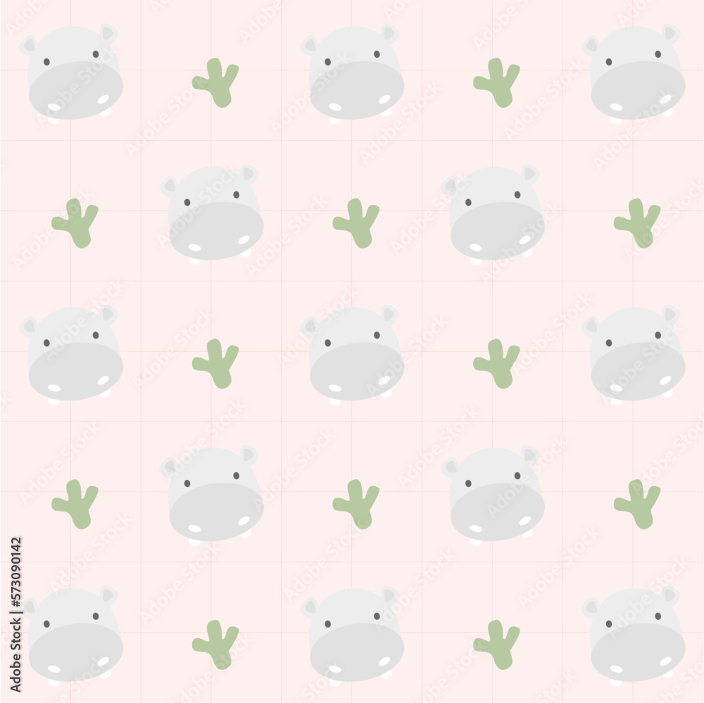 Obraz premium Cute Hippopotamus Seamless Pattern Background Wallpaper