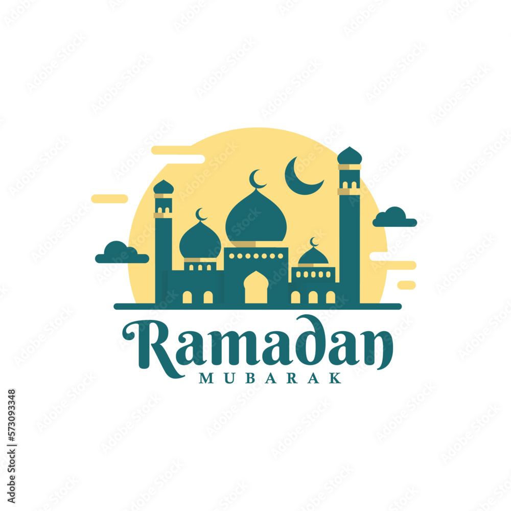 Islamic ramadan flat logo design. Mosque flat style illustration Islamic ramadan flat logo design. Mosque flat style illustration