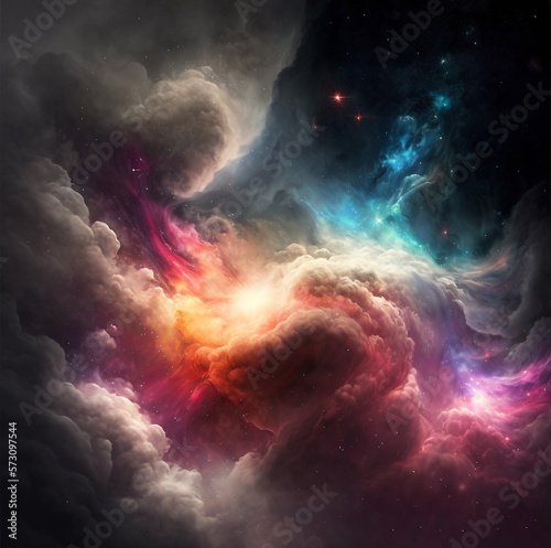 Galaxy with colourful nebula shiny star. space of space. AI