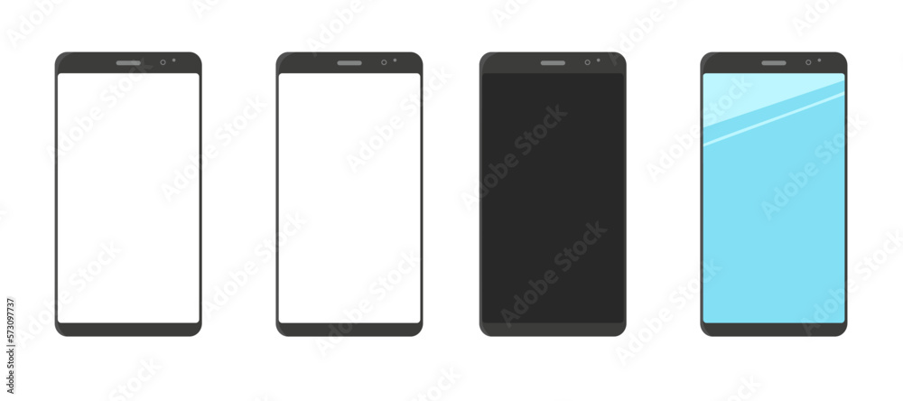 Models smartphone with transparent screens, vector flat illustration Models smartphone with transparent screens, vector flat illustration