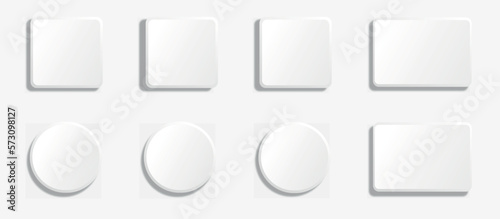 Button icon set. Vector white blank. Round square rounded buttons Vector neomorphism design white subscribe buttons