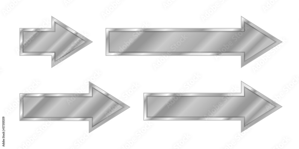Silver arrow set, no background vector, isolated metal arrow symbol Silver arrow set, no background vector, isolated metal arrow symbol