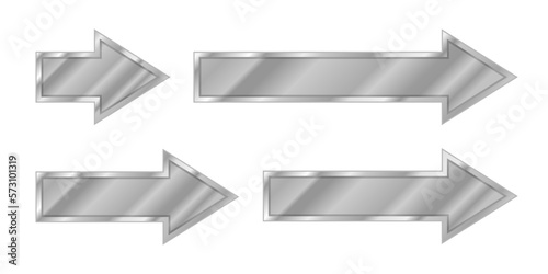 Silver arrow set, no background vector, isolated metal arrow symbol