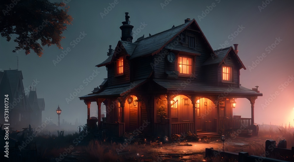 Fototapeta premium Haunted house at night [AI Generated]