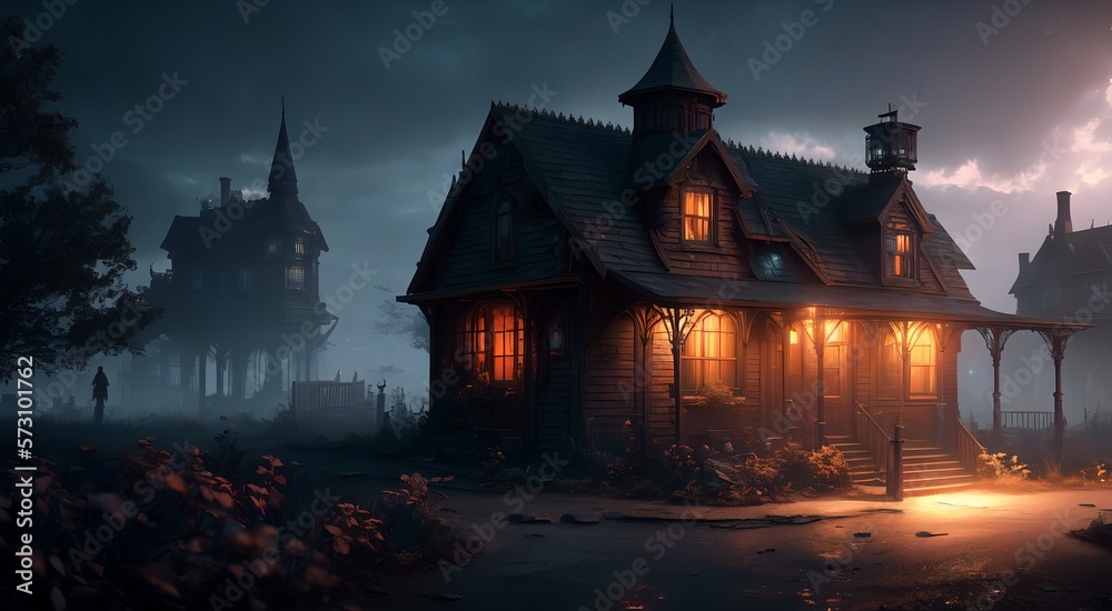Haunted house at night [AI Generated]
