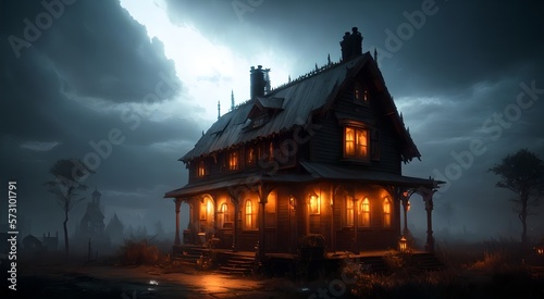 Haunted house at night [AI Generated]