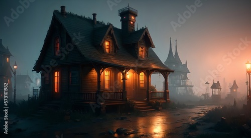 Haunted house at night [AI Generated]