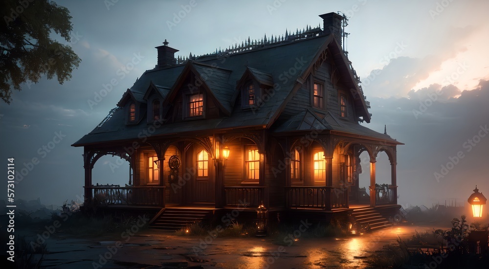 Fototapeta premium Haunted house at night [AI Generated]