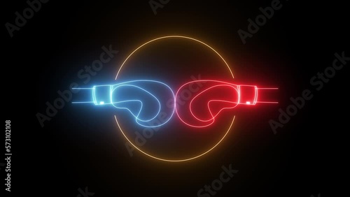 Seamless Loop Flicker Neon Light Boxing Gloves Fight Club Sign Symbol Billboard LED