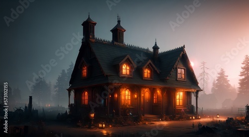 Haunted house at night [AI Generated]