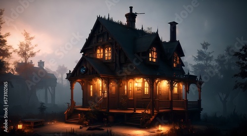 Haunted house at night  AI Generated 