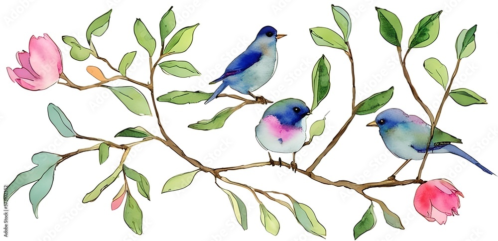 Fototapeta premium birds on a branch