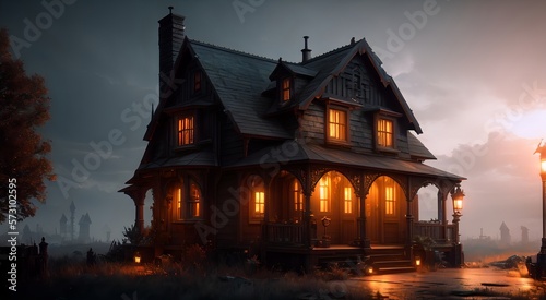 Haunted house at night [AI Generated]